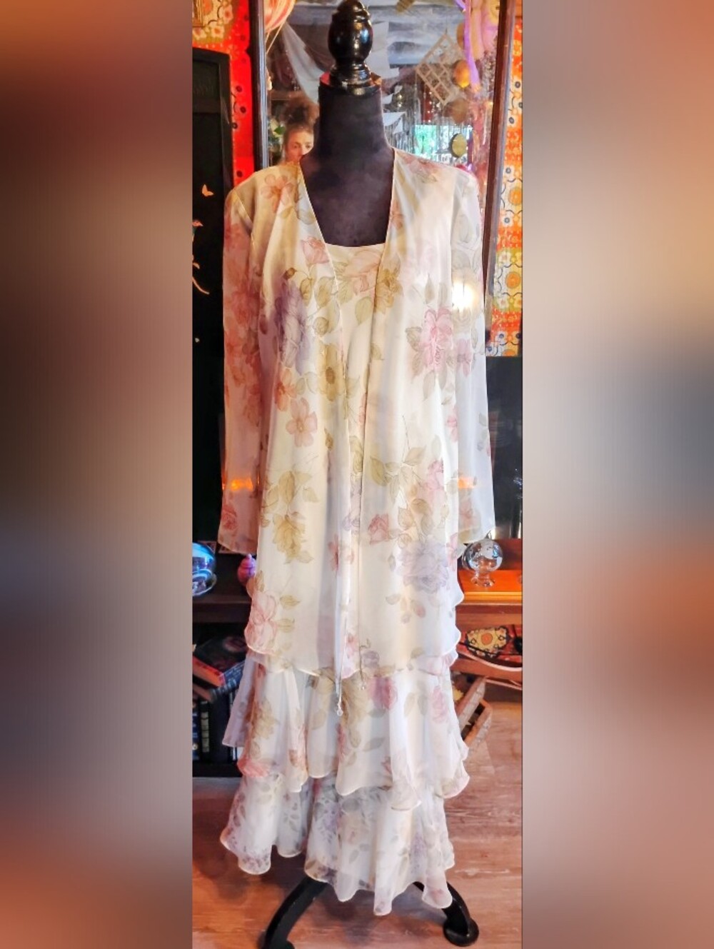 Vintage Summer Fall Bohemian Fae Garder 2 Piece Garden Party Tea Dress JBS LTD